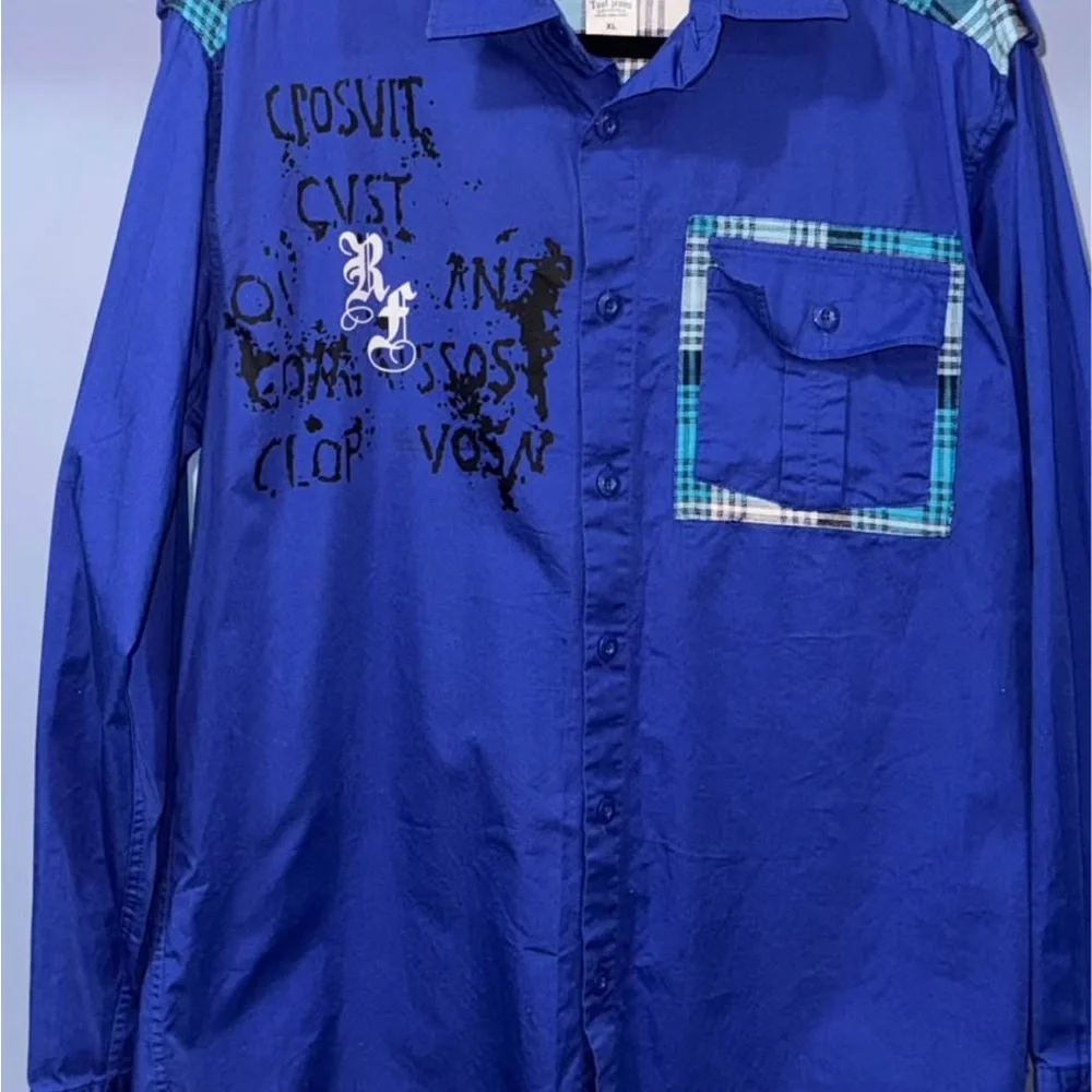 Blue Graphic Long Sleeve Shirt - Picture 1 of 3